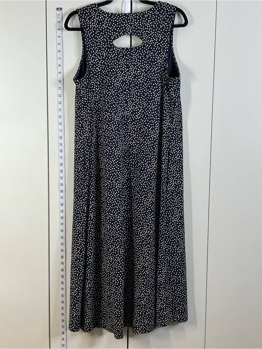 J. Jill M Navy White Polka Dot Sleeveless Midi Dress Women’s A-Line Keyhole Back - Picture 3 of 9